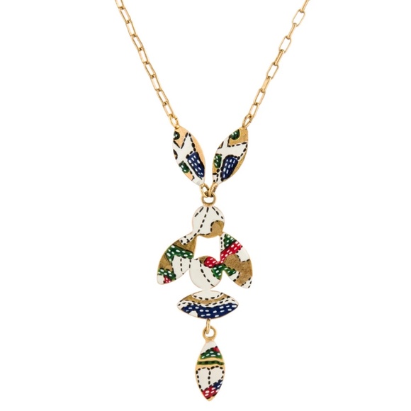 ISABEL MARANT Enamel Bird Drop Necklace, 16" + original pouch - Picture 1 of 7
